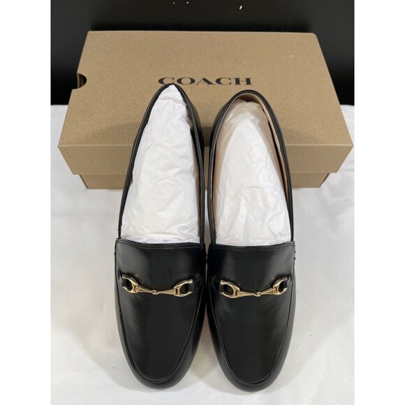 Coach Haley G31110 Women's Black Leather Loafers Size 9.5B SKU 6256 - Picture 1 of 8
